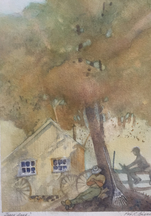Kay Brigante "Lunch Break", watercolor, 14x20, $375