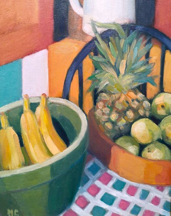 Michael Centrella, "Bananas, Pineapple and Pears", oil, 14 x 11, $385