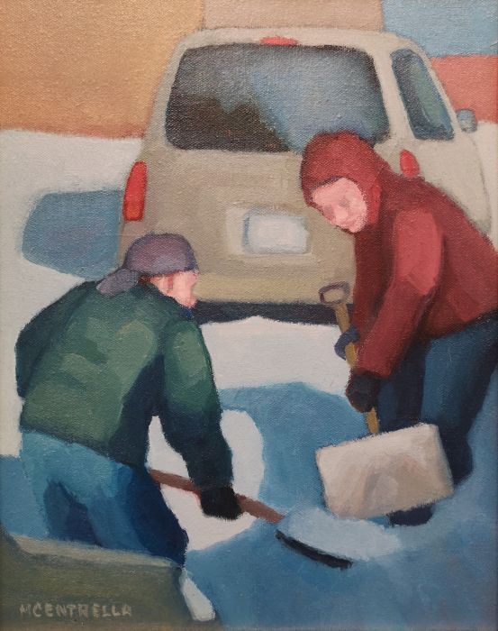 Michael Centrella, "Snow Business", oil, 14 x 11, $370