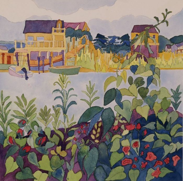 Katherine Clark-Nilsson, "Weekapaug Crossway", watercolor, 10 x 10, $550