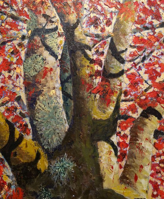 Rosemary Cotnoir, "Tree with Lichen", oil, 24 x 20, $700