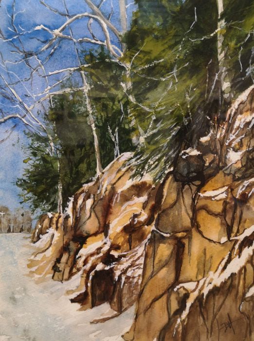 Dawna Hasara, "Wintery Walk", watercolor, 9 x 11, $350