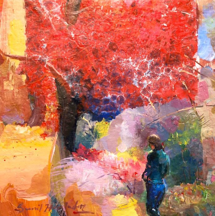 Sunil Howlader, "Fall Beauty", acrylic, 6 x 6, $500