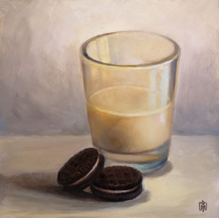Melissa Imossi, "Oreos and Milk", oil, 8 x 8