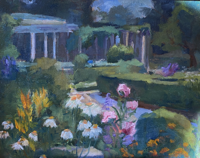Katherine Mann, "Seaside Garden, oil, SOLD