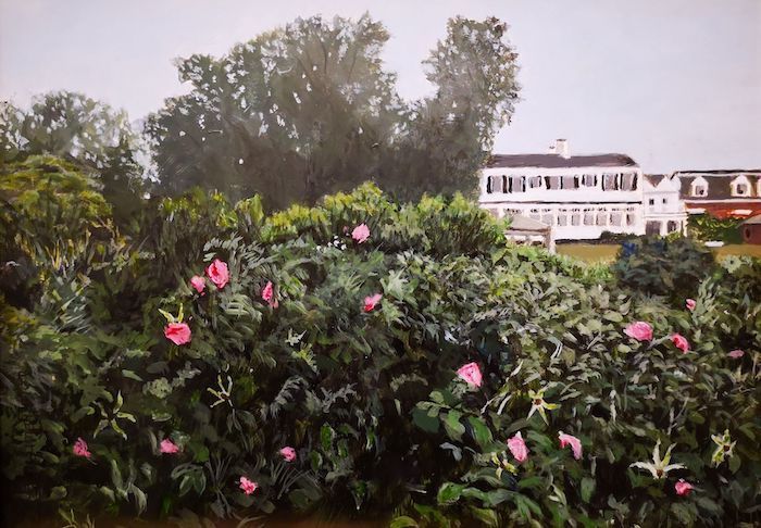 Lois Lawrence, "Outlook on Wall Street, Stonington, Ct", acrylic, 9 x 12, $475