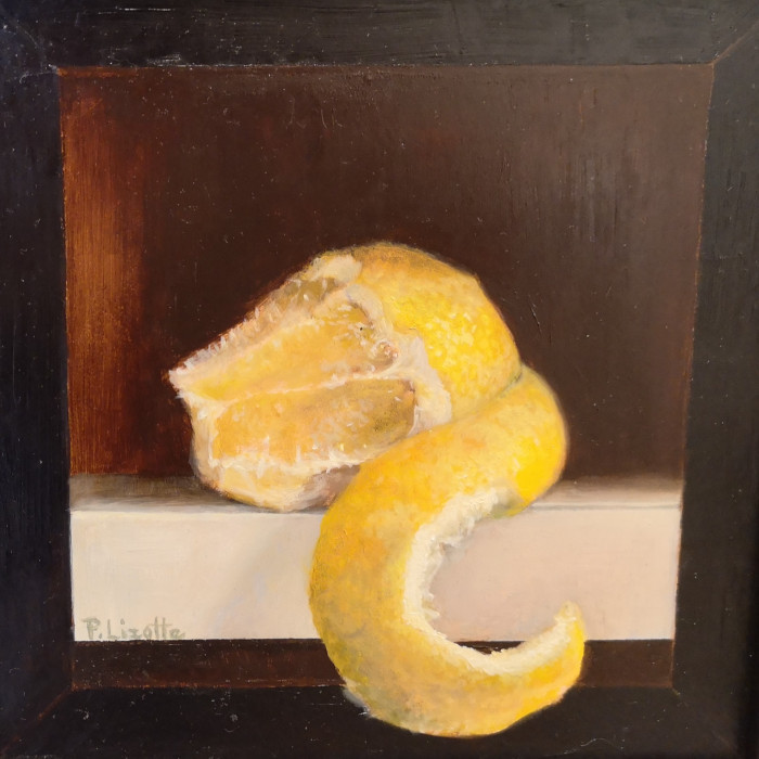 Patti Lizotte, "Lemon Peel", oil, 8 x 8, $395