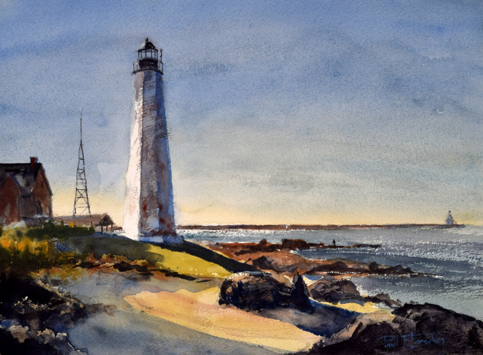 Paul Loescher, "Lighthouse Point", watercolor, 11x15, $550