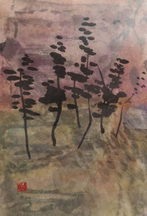 Catherine Radix Mansell, "Bountiful Beginnings", ink, oil, encaustic, , $375