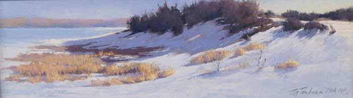 Jane McGraw-Teubner, "Snow Dunes", pastel, 6 x 18, $700