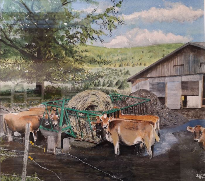 Michael Mendel, "Jersey Girls", watercolor, 26 x 25, $1,200