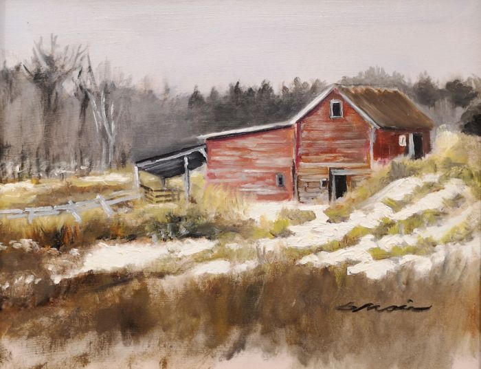 Barbara Alice Moir, "Gray Day on Rigor Hill", oil, 8 x 10, $500
