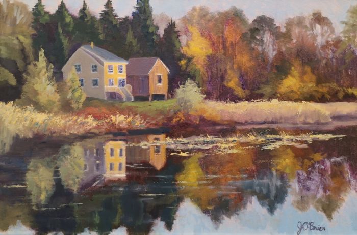 Jeanne O'Brien, "Autumn Reflections", oil, 12 x 18, $675