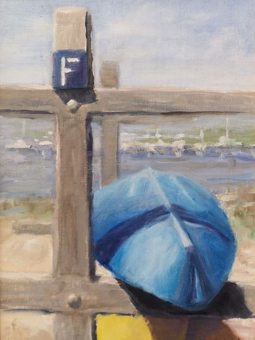 Liane Philpotts, "Early Season, Clinton Town Beach", oil, 8 x 6, $225