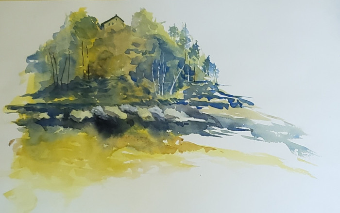 Richard Raicik, "Coastal View", watercolor, 14x21, $550