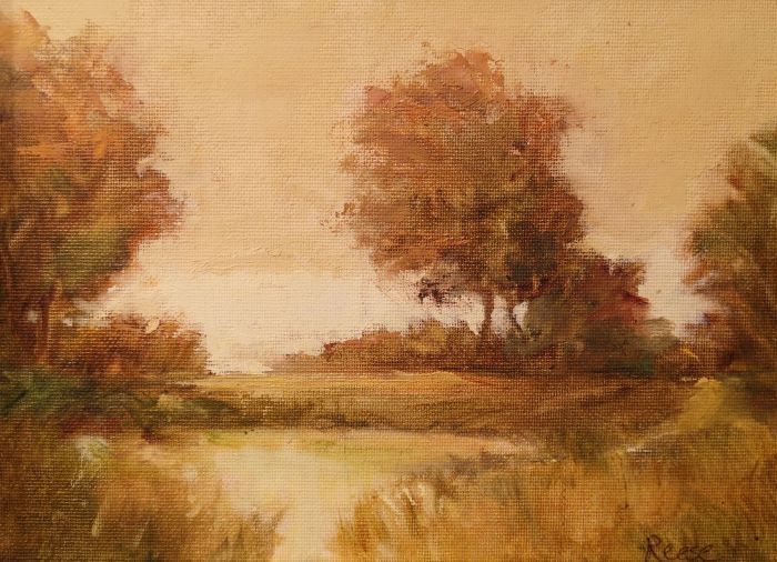 Pamela Reese, "Golden Autumn", oil, 6 x 8, $225