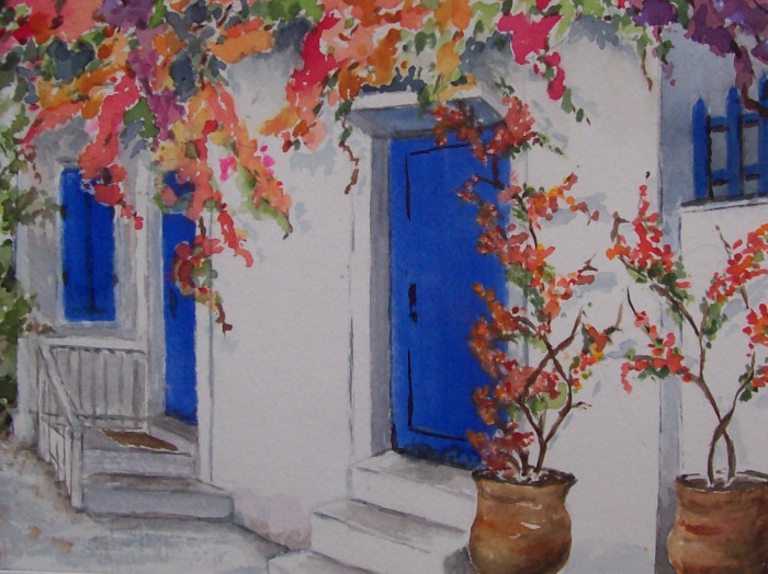 Hilde Reichenbach, "In a Sunny Clime", watercolor, SOLD