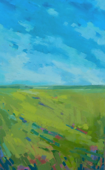 Diana Rogers, "Farm Field with Late Spring Sky", pastel, 11 x 7, $350