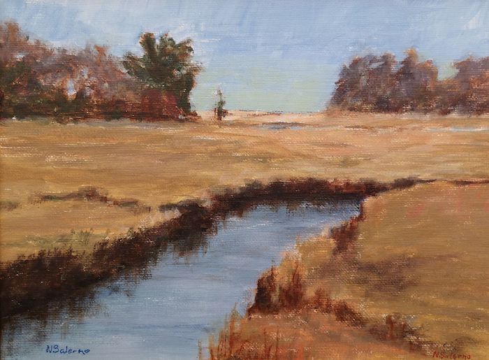 Nick Salerno, "Mystic Marsh", acrylic, 9 x 12, $300