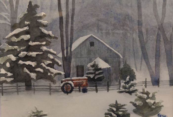 Erica Schillawski, "Snow Day", watercolor, 5 x 7, $1,250