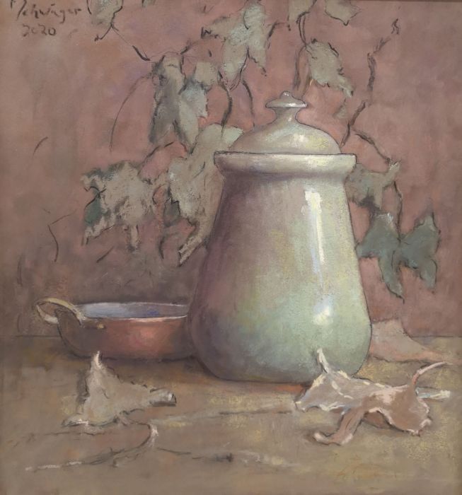 Matthew Schwager, "Green Cookie Jar", pastel, 12 x 11, $1,200