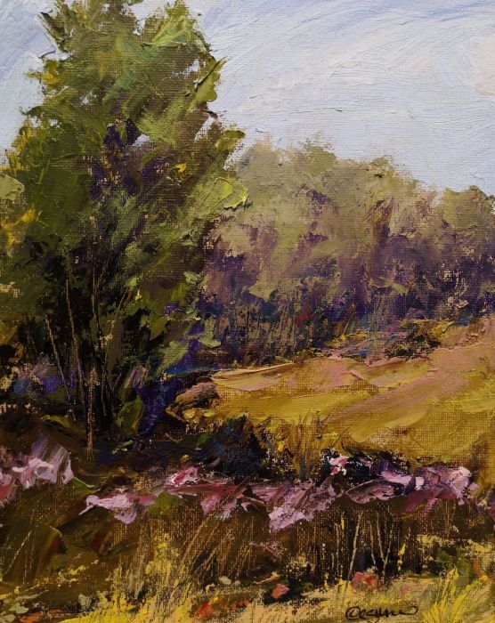 Charles Shaw, "Sentinel Tree", oil, 10x8, $250. SOLD