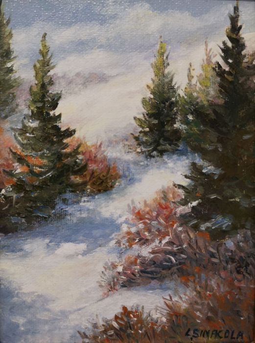 Linda Sinacola, "Ski Slope", oil, 10 x 8, $225, SOLD
