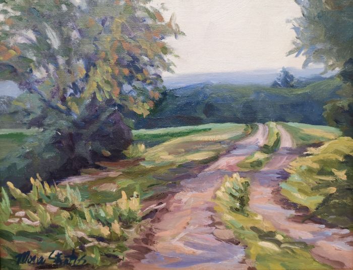 Mona Stratos, "Country Walk", oil, 11 x 14, $475