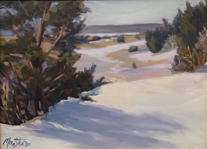 Mona Stratos, "February Thaw", oil, 12 x 16, $625