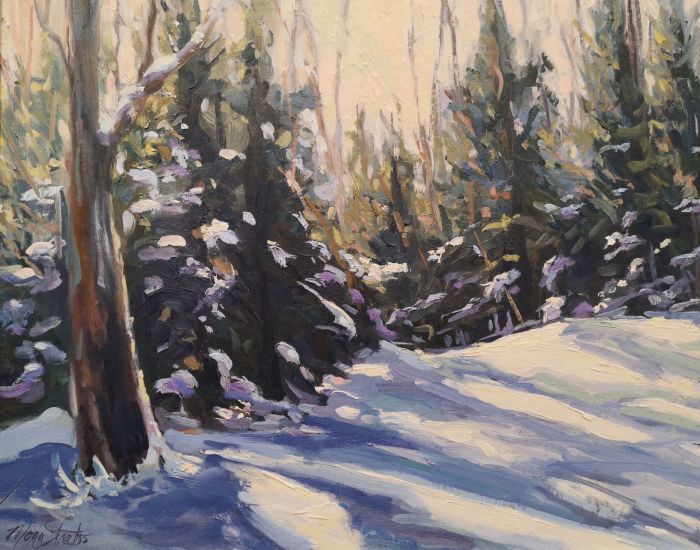 Mona Stratos, "Fresh Snow", oil, 16 x 20, $950