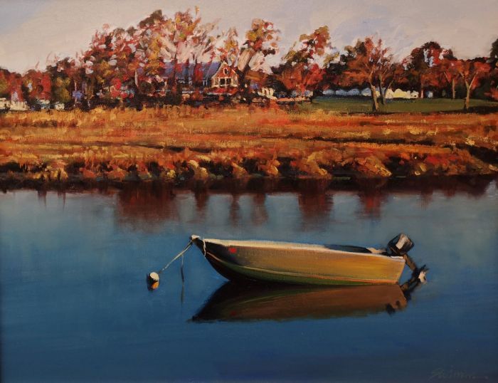 Tom Swimm, "Essex River Reflections", oil, 16 x 20, $2,000