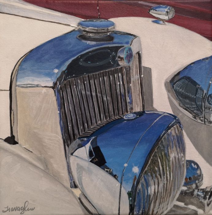 Nikki Travaglino, "Snow Chrome "Where's Jerry"", acrylic, 10 x 10, $1,700