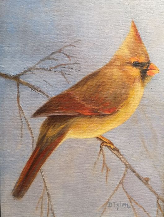 Dawn Tyler, "Lady Cardinal", oil, 9 x 12, $400