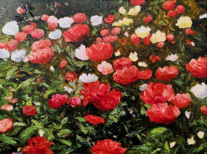 Wesley Vietzke, "Butchart Roses", oil, 18 x 24, $500