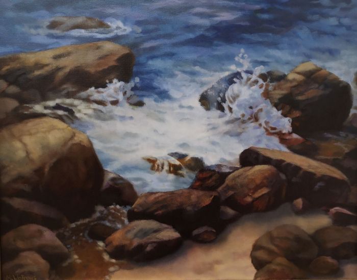 Melanie Watrous, "Rocky Shore", oil, 16 x 20, $850