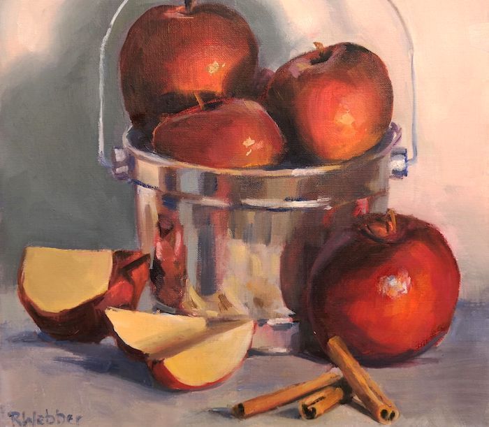 Rosemary Webber, "Empires and Cinnamon", oil, 14 x 14, $325