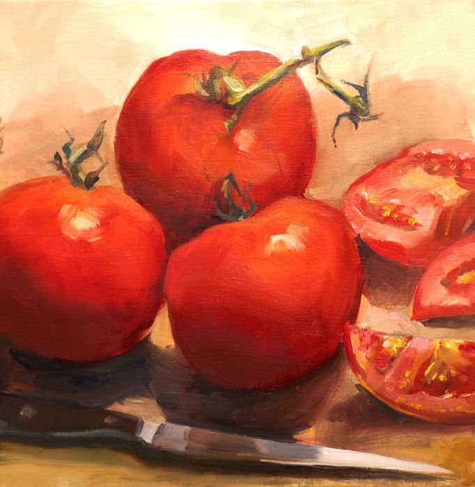 Rosemary Webber, "Tomatoes Off the Vine", oil, 14 x 14, $325