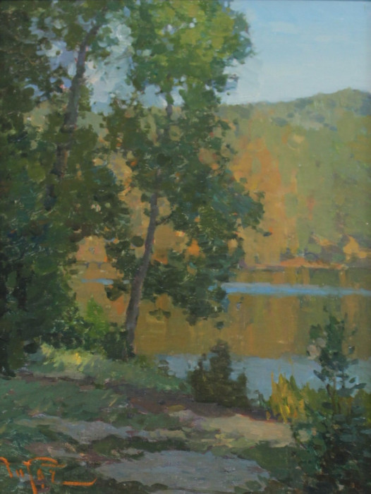 Zufar  Bikbov, "Lakeside Calm", Oil, $1,000