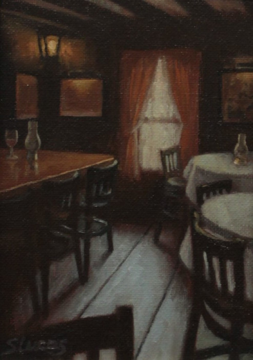 Sarah Stifler Lucas, "White Horse Tavern", Oil, $475