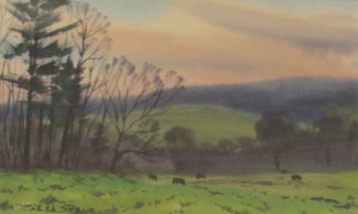 Caleb Stone, "Highlands Farm", Watercolor, $850