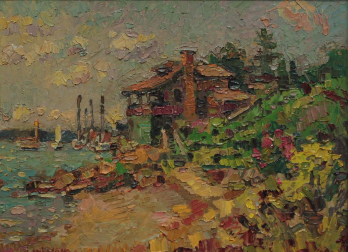 Leif Nilsson, "Noank Boat House", Oil, $2,400