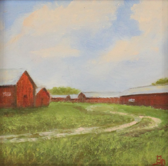 Linda Boisvert DeStefanis, "Historic Tobacco Barns", Oil, $350