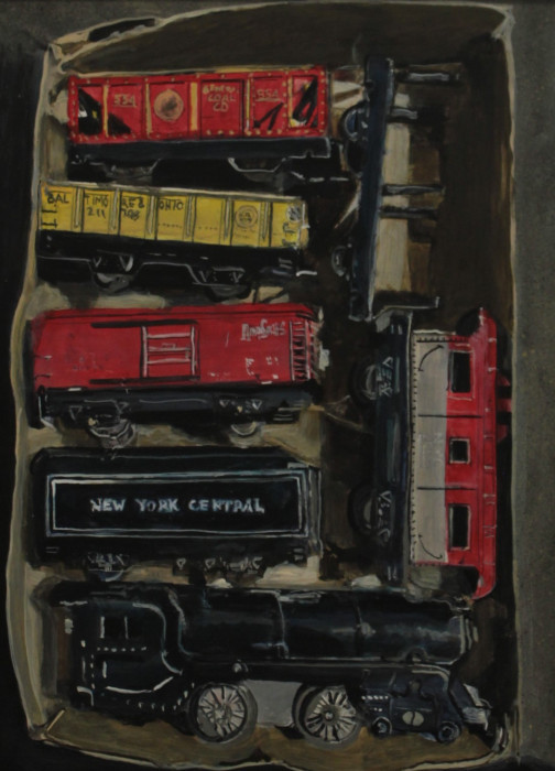 Andy Sachs, "Box Trains", Acrylic, $695