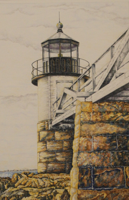 Gene Suposki, "Marshall Point Light", Color Pencil, $395