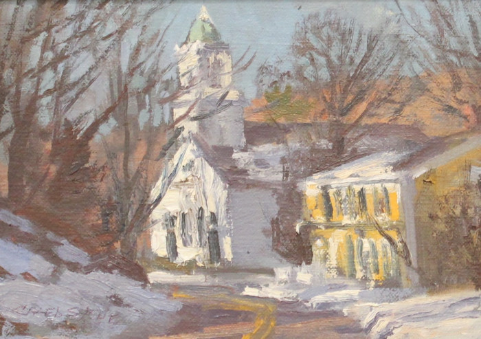 Caleb Stone, "Winter Morning, Annisquam", Oil, $900