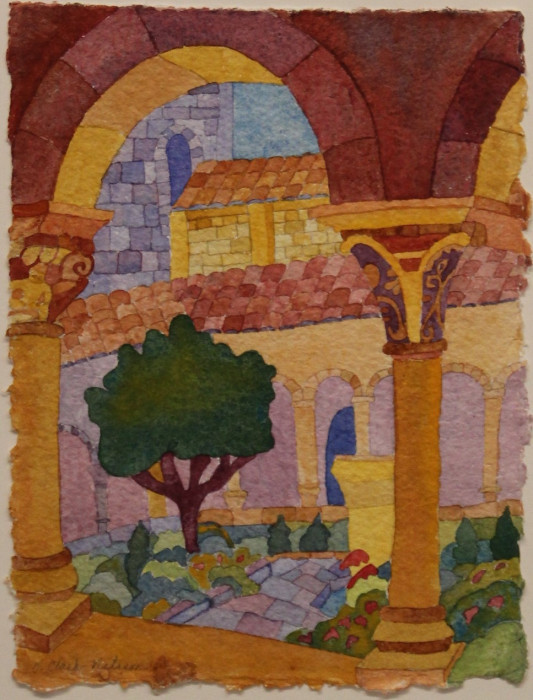 Katherine Clark-Nilsson, "The Cloister Garden", Watercolor, $700
