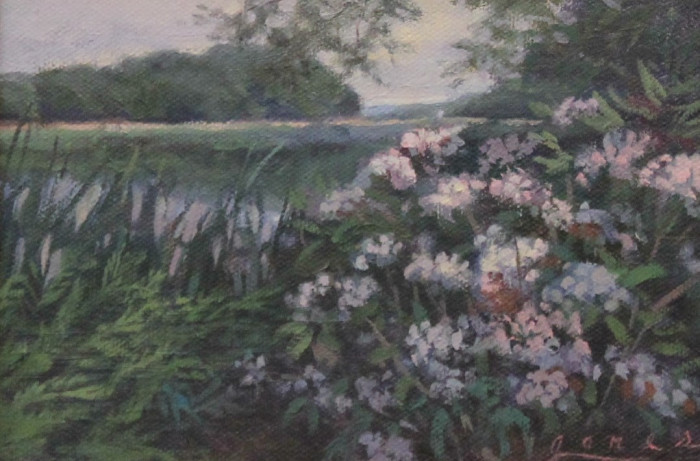 Jacqueline Jones, "Mountain Laurel on the Lieutenant", Oil, $550