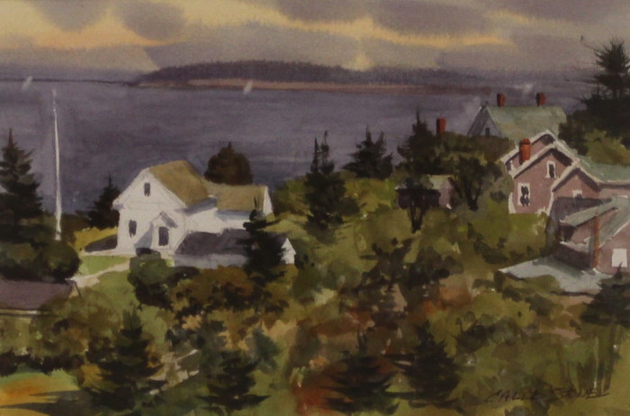 Caleb Stone, "Schoolhouse Overlook", Watercolor, $850