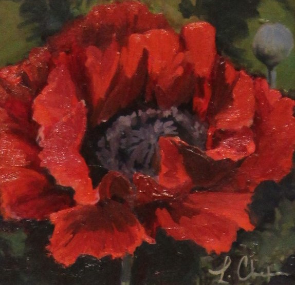 Lorraine Skelskey Chapin, "Red Poppy", Oil, $250