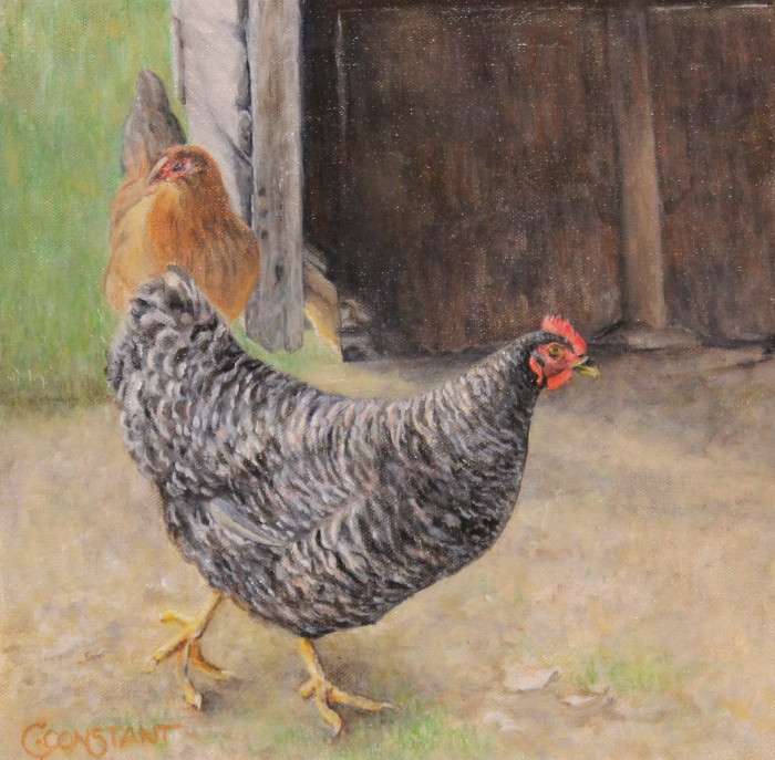 Carole Constant, "Chicken Friends", Oil, $1,050